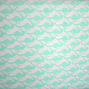 Mint Seahorses on White Nylon Lycra Swimsuit Fabric