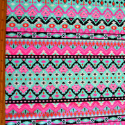 Mint Tribal Stripe Nylon Lycra Swimsuit Fabric