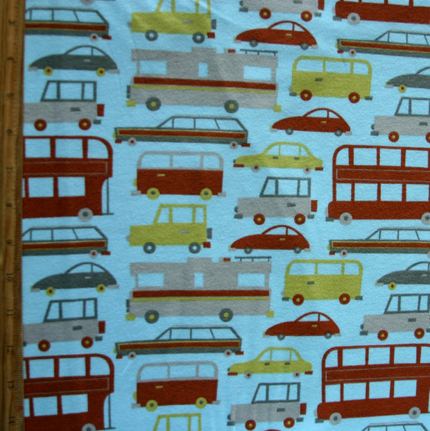 Modern Vehicles Cotton Interlock Fabric - 22" Remnant
