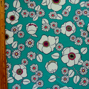 Mod Floral on Green Nylon Lycra Swimsuit Fabric