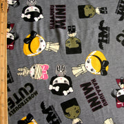Monstrously Cute Grey Cotton Knit Fabric