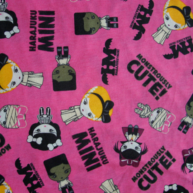 Monstrously Cute Pink Cotton Knit Fabric