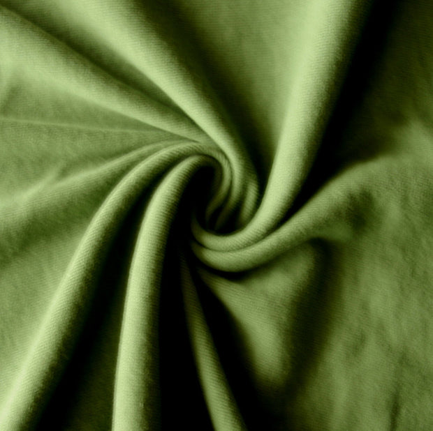 Lichen Green Cotton Rib Knit Fabric
