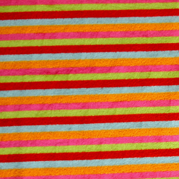 Multi Stripe Cotton Velour Knit Fabric