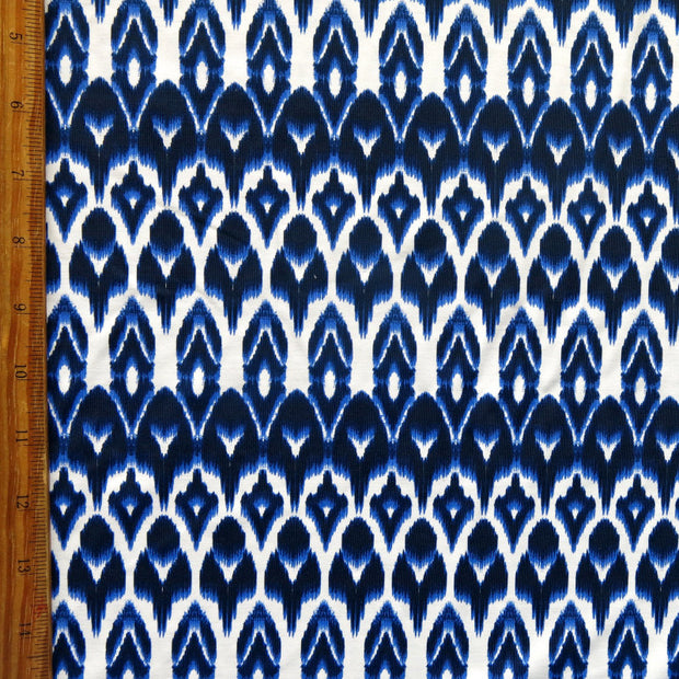 Navy/Blue Ikat Stripe Nylon Spandex Swimsuit Fabric