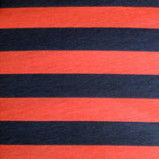 Navy and Coral 1" Stripe Knit Fabric