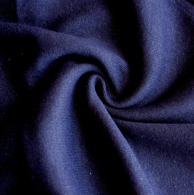 Navy Cotton Rib Knit Fabric