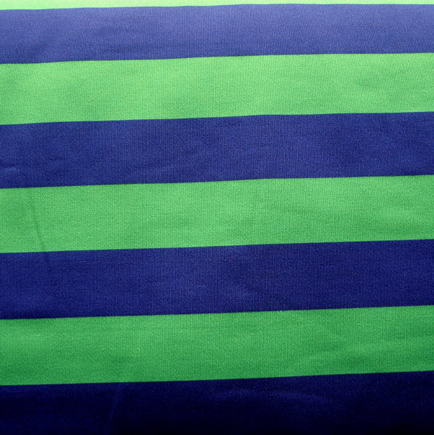 Navy and Green Wide Stripe Nylon Lycra Swimsuit Fabric