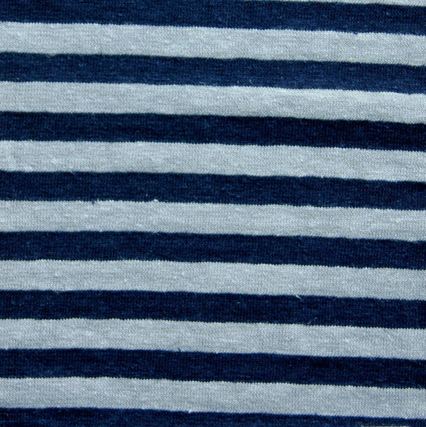 Navy and Grey Stripe Hemp Organic Cotton Knit Fabric