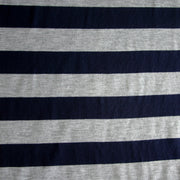 Navy and Heathered Grey 1 3/8" Stripe Jersey Knit Fabric