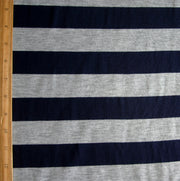 Navy and Heathered Grey 1 3/8" Stripe Jersey Knit Fabric