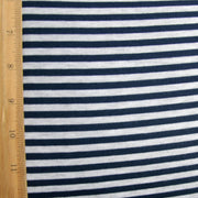 Navy/Heathered Grey Narrow Stripe Bamboo Lycra Knit Fabric