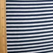 Navy/Heathered Grey Narrow Stripe Bamboo Lycra Knit Fabric - 27" Remnant