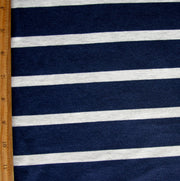 Navy and Heathered Grey Stripe Bamboo Lycra Knit Fabric