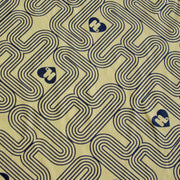 Navy HJ Logo Print on Yellow Cotton Fleece Fabric