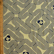 Navy HJ Logo Print on Yellow Cotton Fleece Fabric