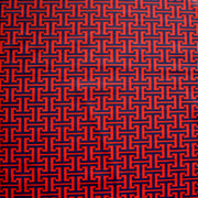 Navy Interlocking Abstract on Red Nylon Lycra Swimsuit Fabric - 18" Remnant