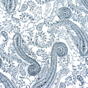 Navy Paisley on White Cotton French Terry Fabric