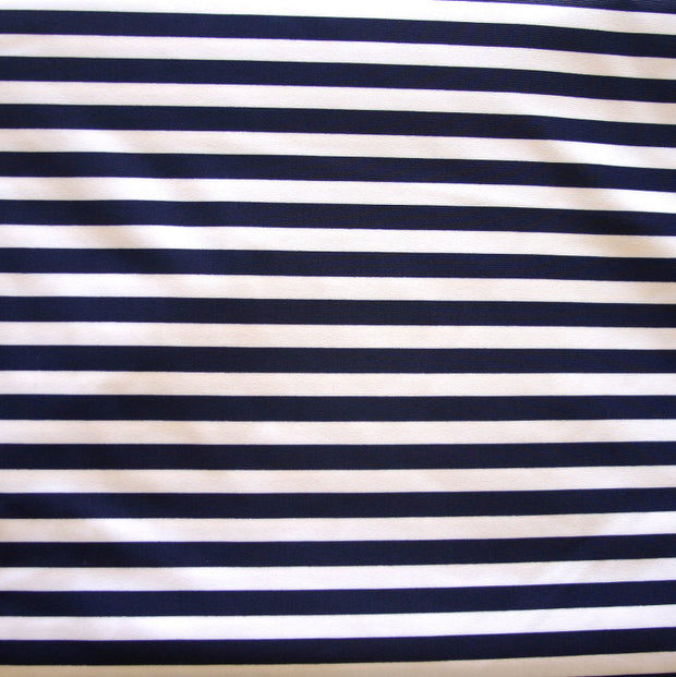 Navy and White 1/4" Stripe Nylon Lycra Swimsuit Fabric