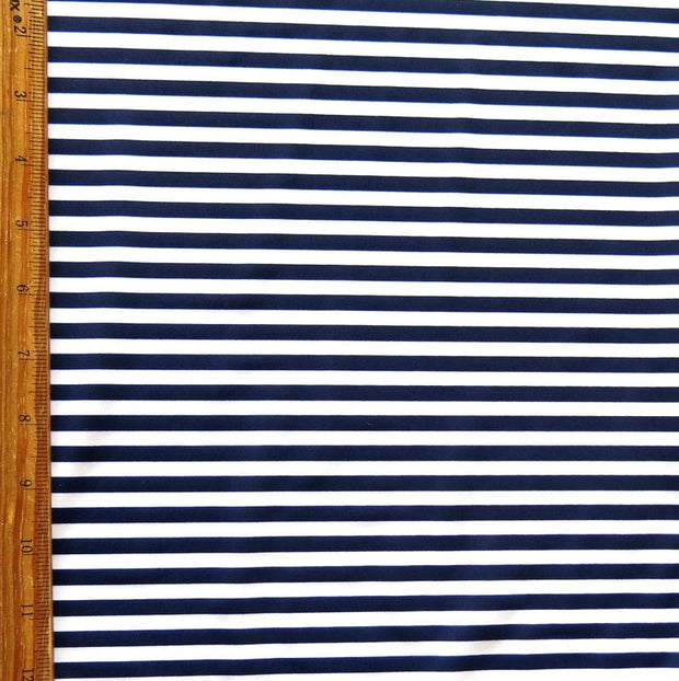 Navy and White 1/4" Stripe Nylon Spandex Swimsuit Fabric