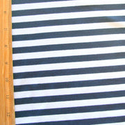 Navy and White 3/8" wide Stripe Cotton Lycra Knit Fabric