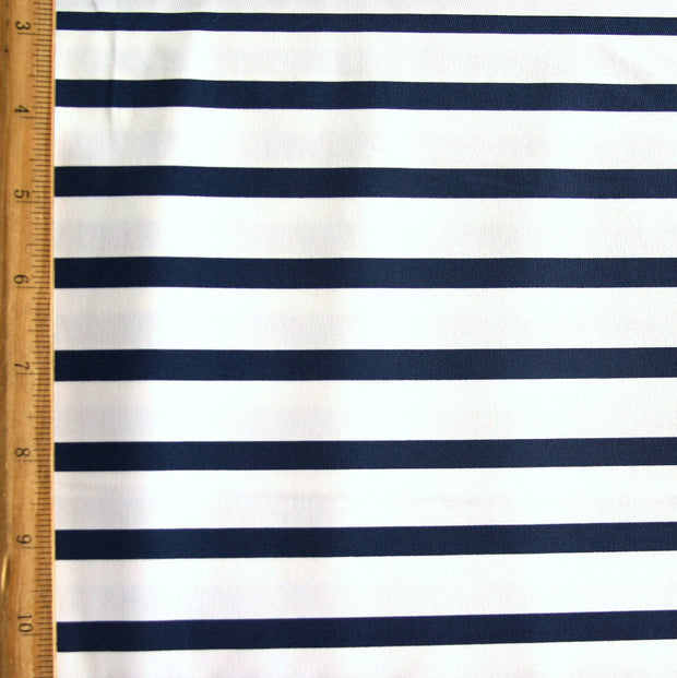 Navy/White Twin Negative Stripes Nylon Lycra Swimsuit Fabric