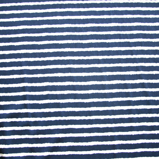 Navy and White Shaky Stripes Nylon Lycra Swimsuit Fabric
