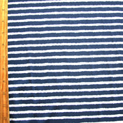 Navy and White Shaky Stripes Nylon Lycra Swimsuit Fabric
