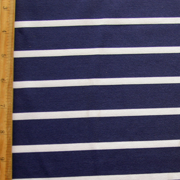 Navy 7/8" and White 2/8" wide Stripe Nylon Lycra Swimsuit Fabric