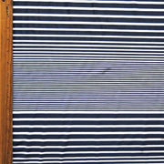 Navy and White Thick to Thin Stripes Nylon Spandex Swimsuit Fabric - 31" Remnant