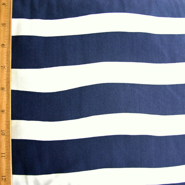 Navy and White Wavy Stripe Swimsuit Fabric