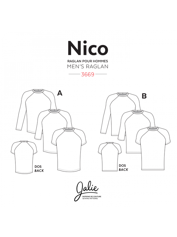 Nico Raglan Tee Sewing Pattern by Jalie