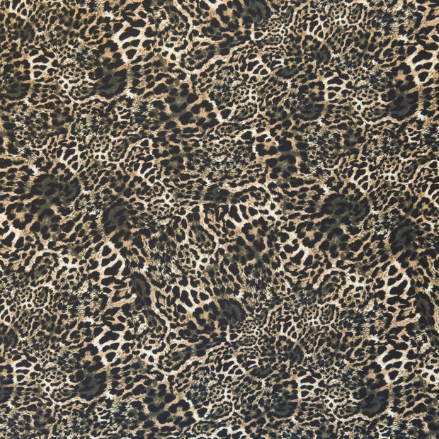 Olive, Black, and Brown Leopard Poly Spandex Swimsuit Fabric - 18" Remnant
