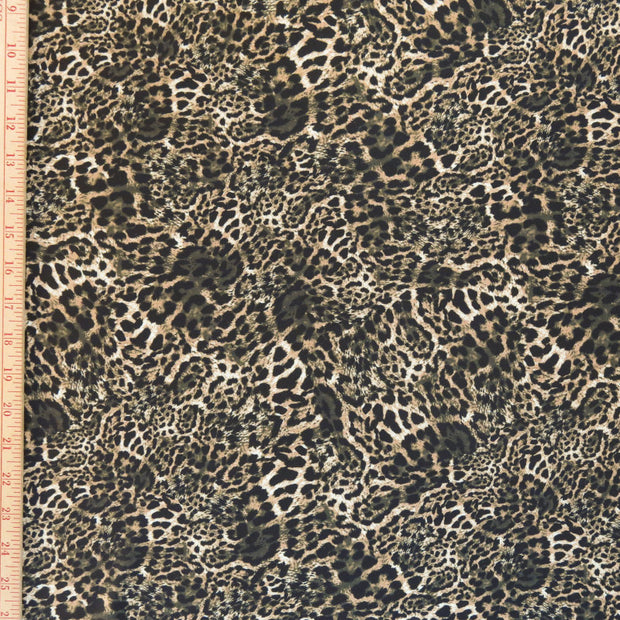 Olive, Black, and Brown Leopard Poly Spandex Swimsuit Fabric