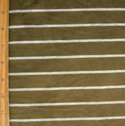Olive/Heathered Grey Stripe Bamboo Lycra Jersey Knit Fabric