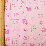Once Upon A Time Cotton Knit Fabric, Pink Colorway - 29" Remnant Piece