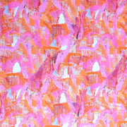 Orange/Hot Pink Abstract Nylon Spandex Swimsuit Fabric