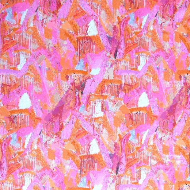 Orange/Hot Pink Abstract Nylon Spandex Swimsuit Fabric
