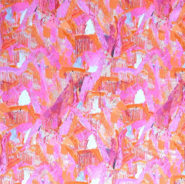 Orange/Hot Pink Abstract Nylon Spandex Swimsuit Fabric