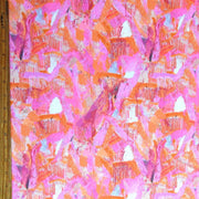 Orange/Hot Pink Abstract Nylon Spandex Swimsuit Fabric