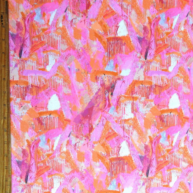 Orange/Hot Pink Abstract Nylon Spandex Swimsuit Fabric