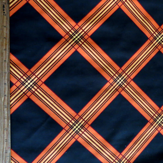Red/Orange Diamond on Brown Microfiber Boardshort Fabric - 30" Remnant