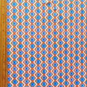 Orange and Royal Fleur de Lis Nylon Spandex Swimsuit Fabric - 32" Remnant