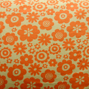 Orange Sorbet Floral Cotton Lycra Knit Fabric