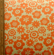 Orange Sorbet Floral Cotton Lycra Knit Fabric