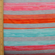 Orange, Turquoise, and Pink Variegated Stripes Knit Fabric - Seconds