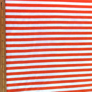 Orange and White  3/8" wide Stripe Cotton Lycra Knit Fabric