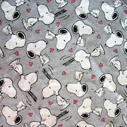 Our Favorite Doggie with Hearts on Heathered Grey Cotton Knit Fabric