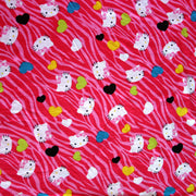 Our Favorite Kitty Hearts on Hot Pink Zebra Print Cotton Lycra Knit Fabric
