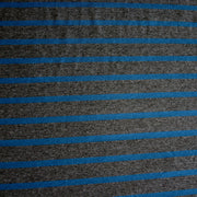 Pacific and Charcoal Heathered Grey Stripe Bamboo Cotton Spandex Jersey Fabric